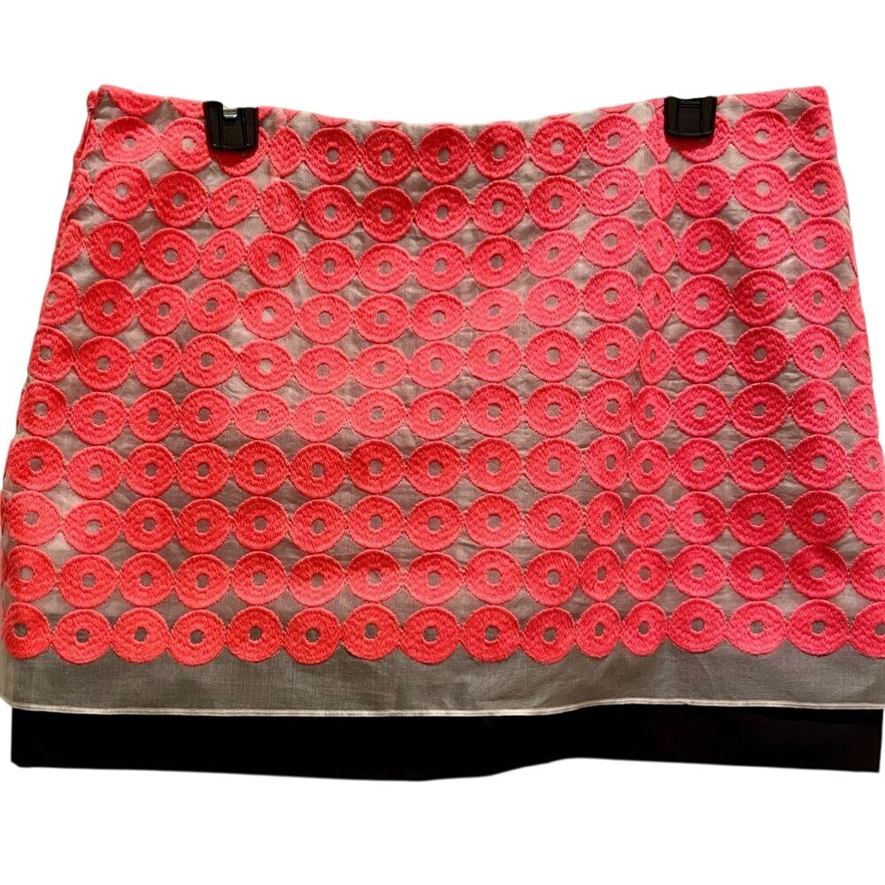 Diane Von Furstenberg - Neon Pink Circle Pattern Mini Skirt Size 10‎